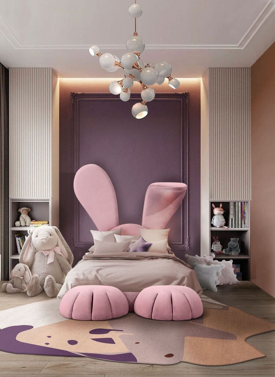 Luxury girls room design with a luxury kids bed with bunny ears