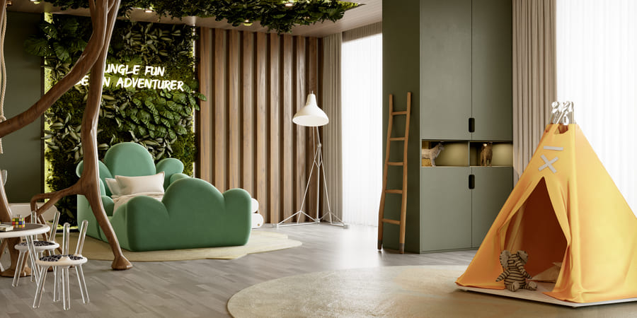 luxury green velvet kids bed