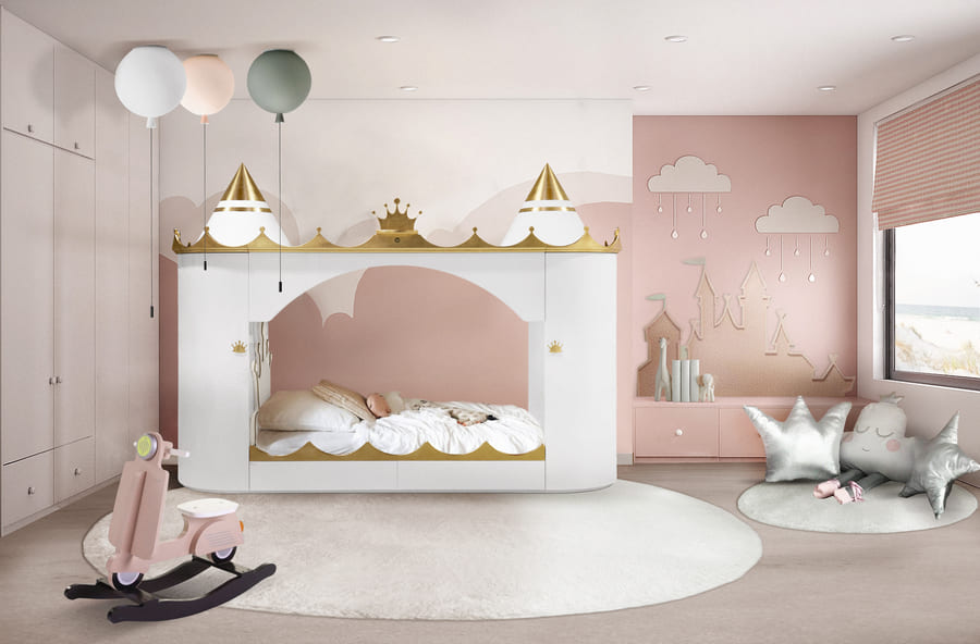 kids room - magical white kids bed