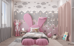 Bunny shaped bed in pink color