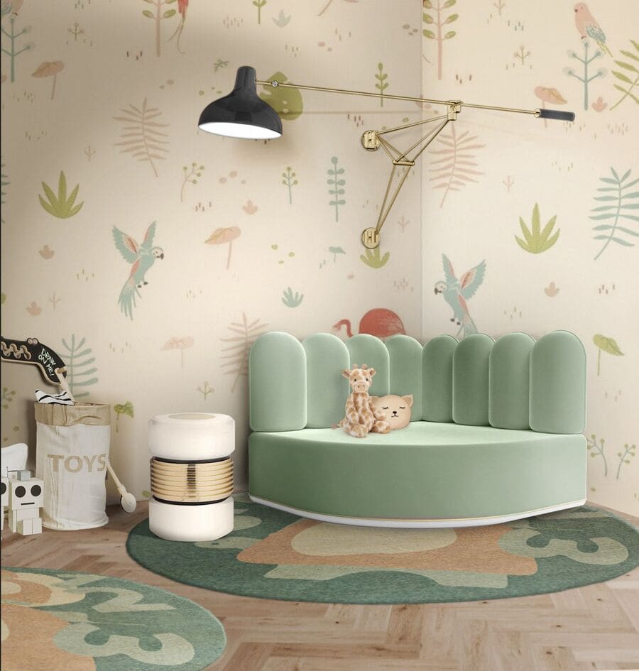 adorable corner for a kids bedroom design in green tones