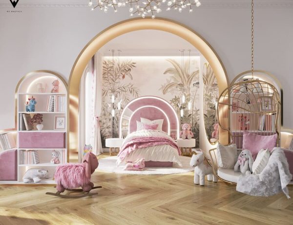 pink kids' bed