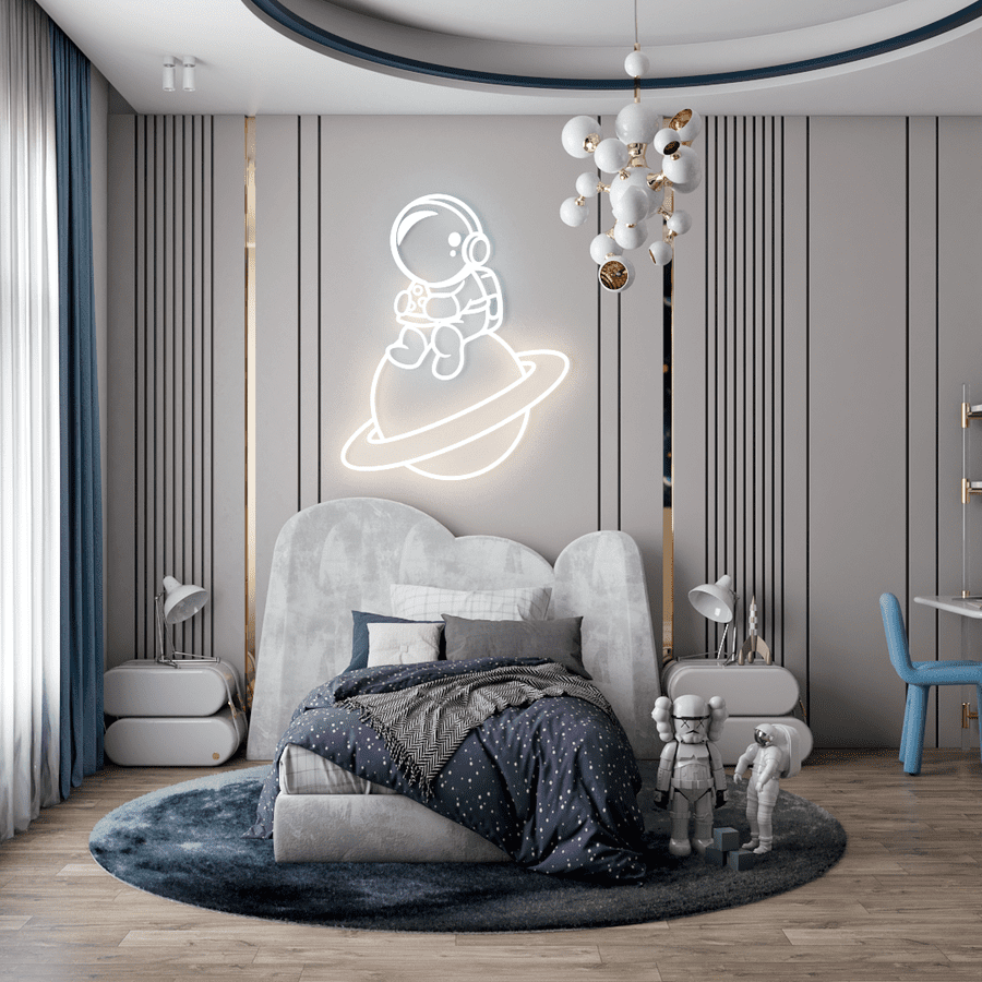Grey-toned bedroom design for a kid with the most elegant and luxurious furniture