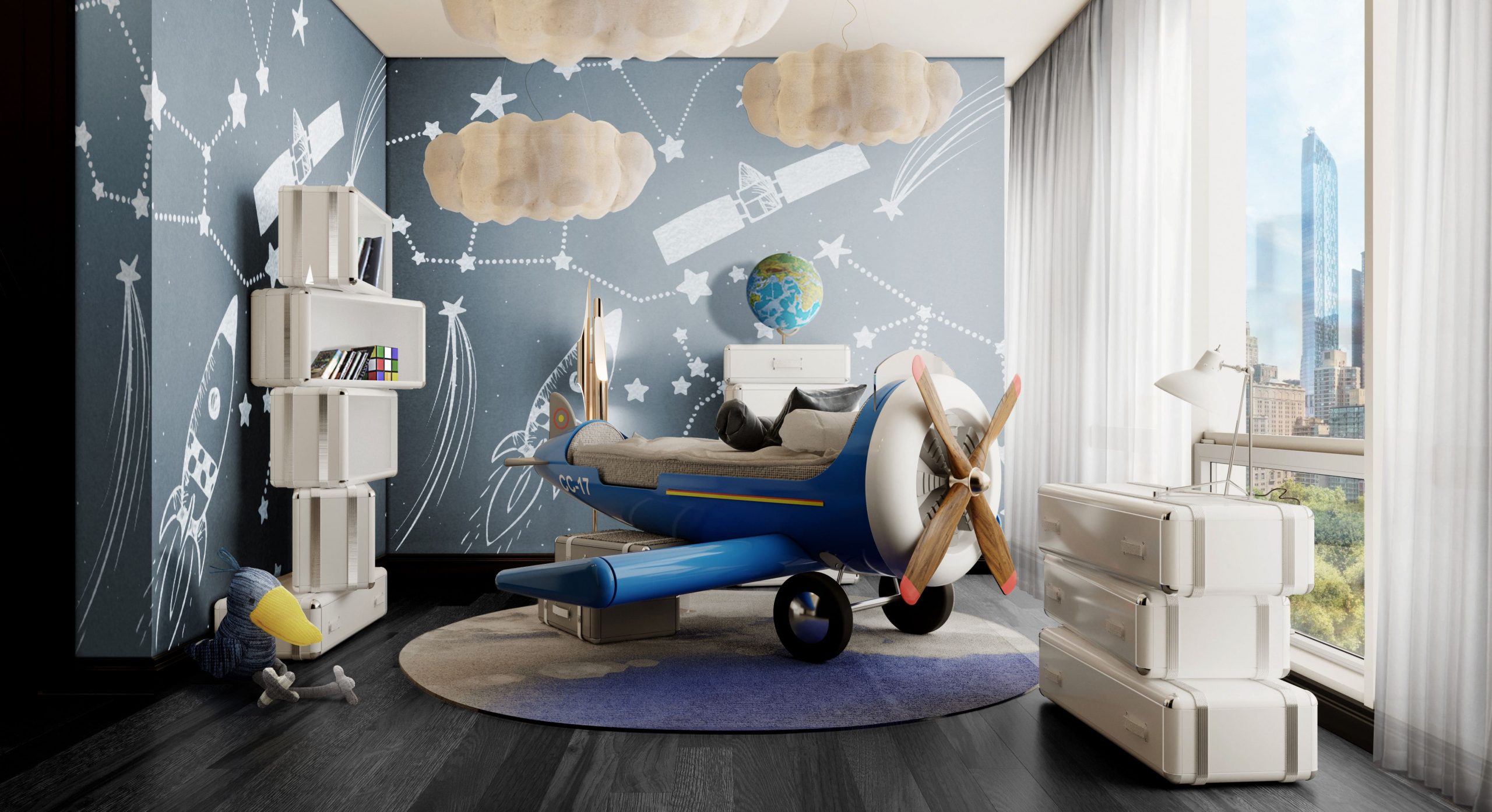 airplane shaped kids bed