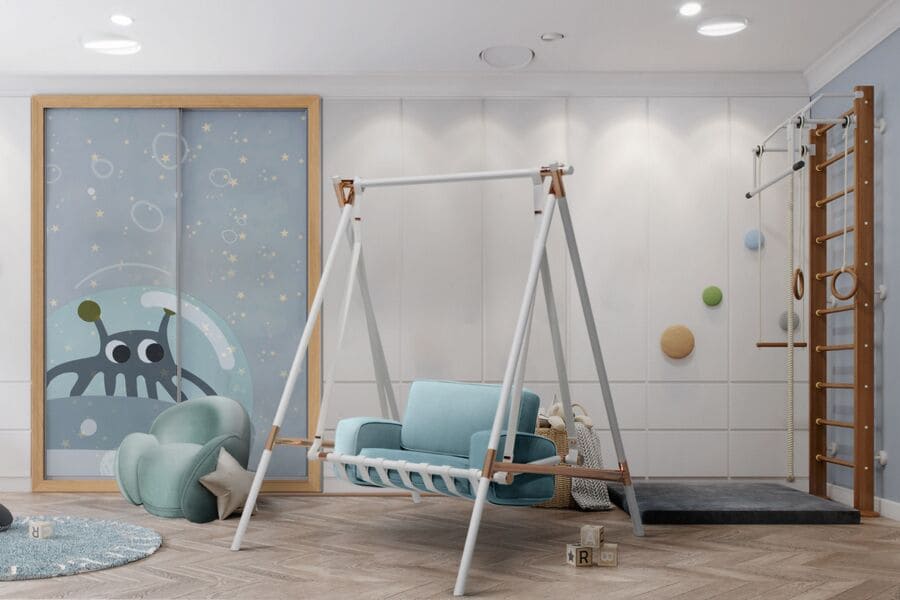 kids' seating piece blue swing sofa