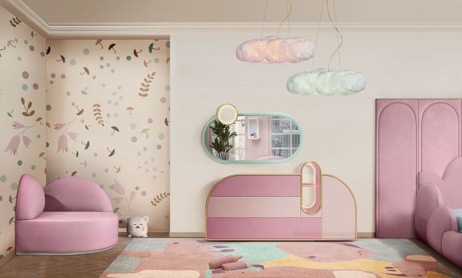 kids' seating piece luxury pink sofa